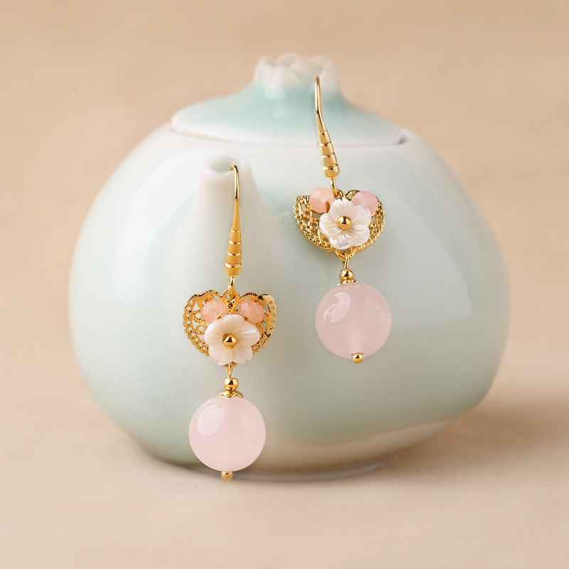 超仙粉色耳墜耳環(huán)，唯美少女心首飾