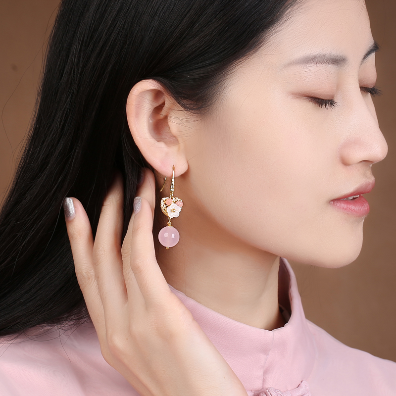 超仙粉色耳墜耳環(huán)，唯美少女心首飾