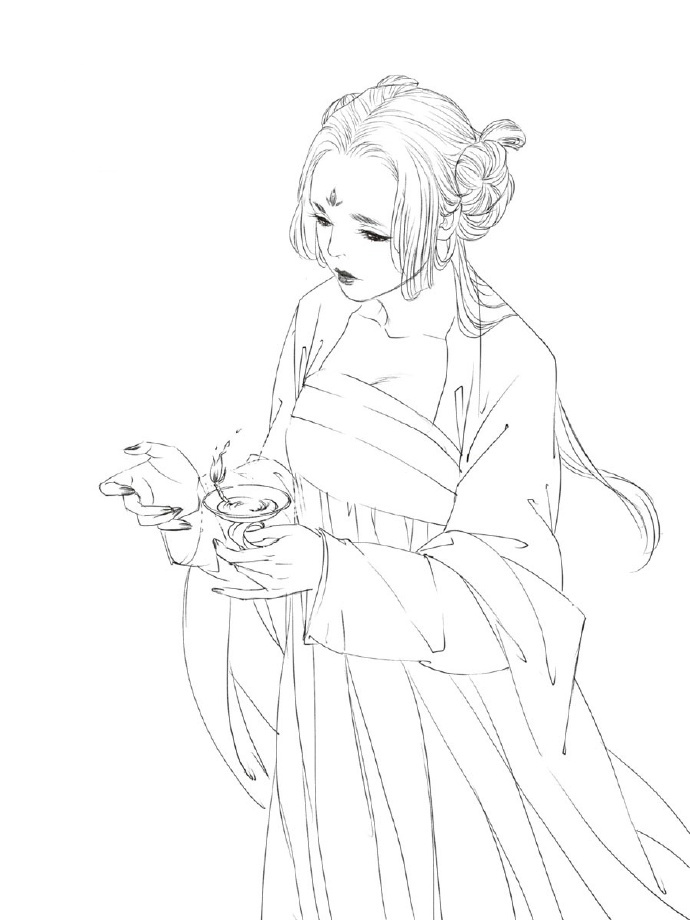 30款古風(fēng)人物線稿圖，古風(fēng)線稿臨摹圖