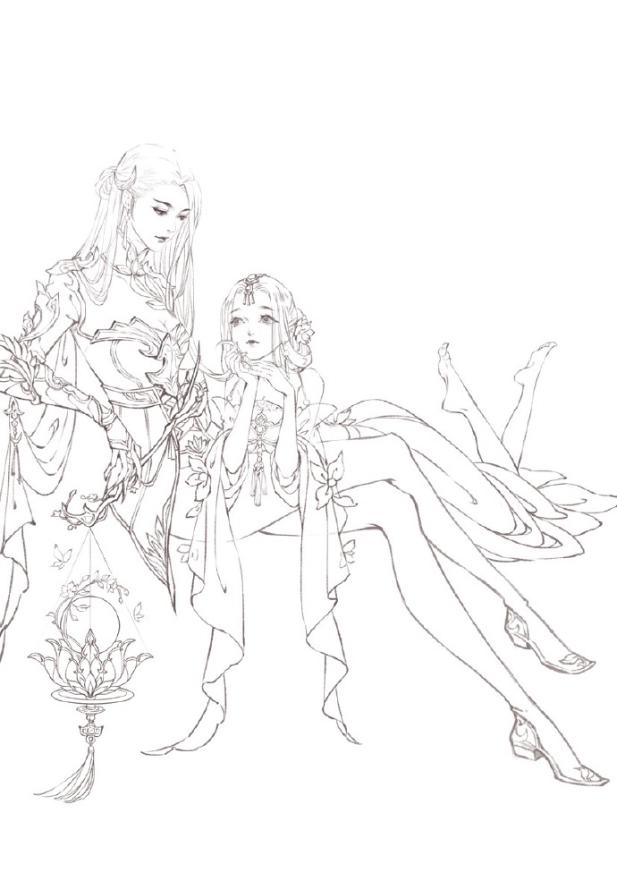 30款古風(fēng)人物線稿圖，古風(fēng)線稿臨摹圖