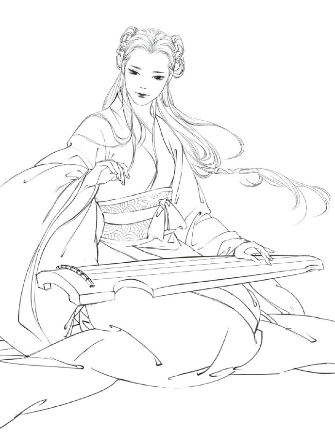 30款古風(fēng)人物線稿圖，古風(fēng)線稿臨摹圖