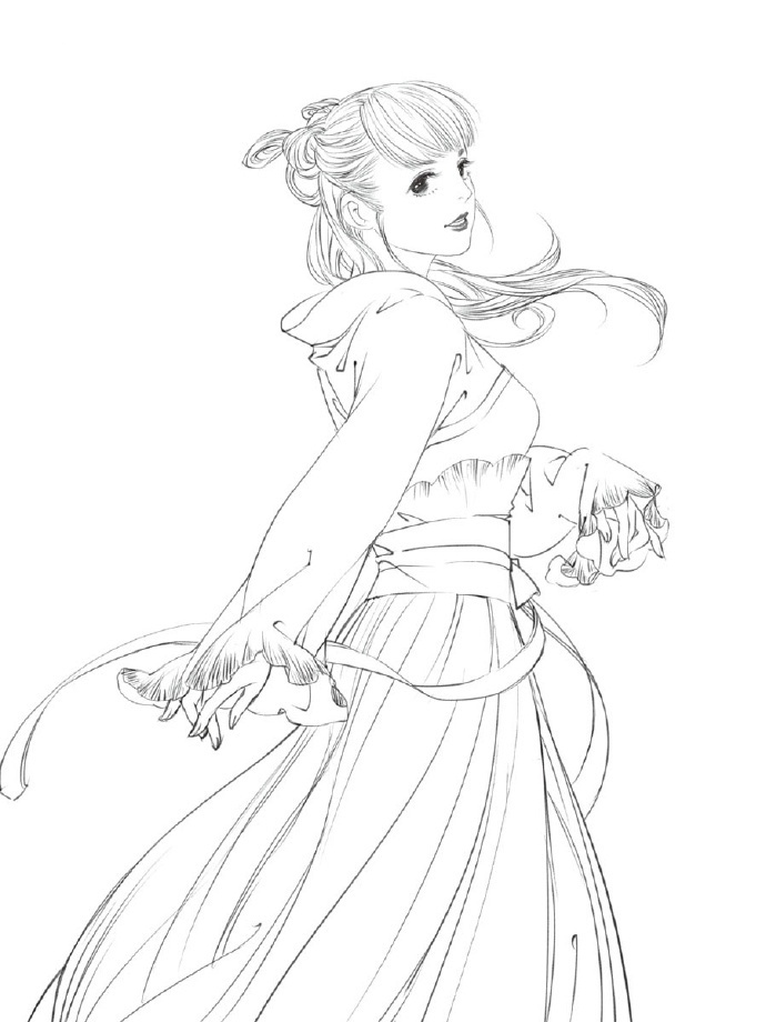 30款古風(fēng)人物線稿圖，古風(fēng)線稿臨摹圖