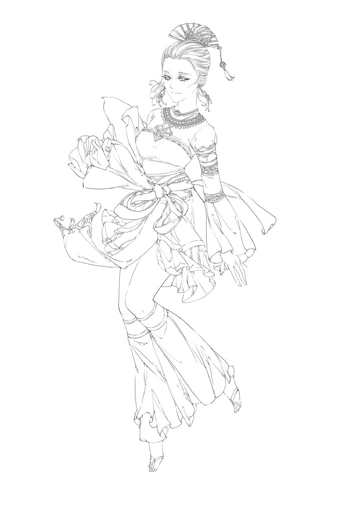 30款古風(fēng)人物線稿圖，古風(fēng)線稿臨摹圖
