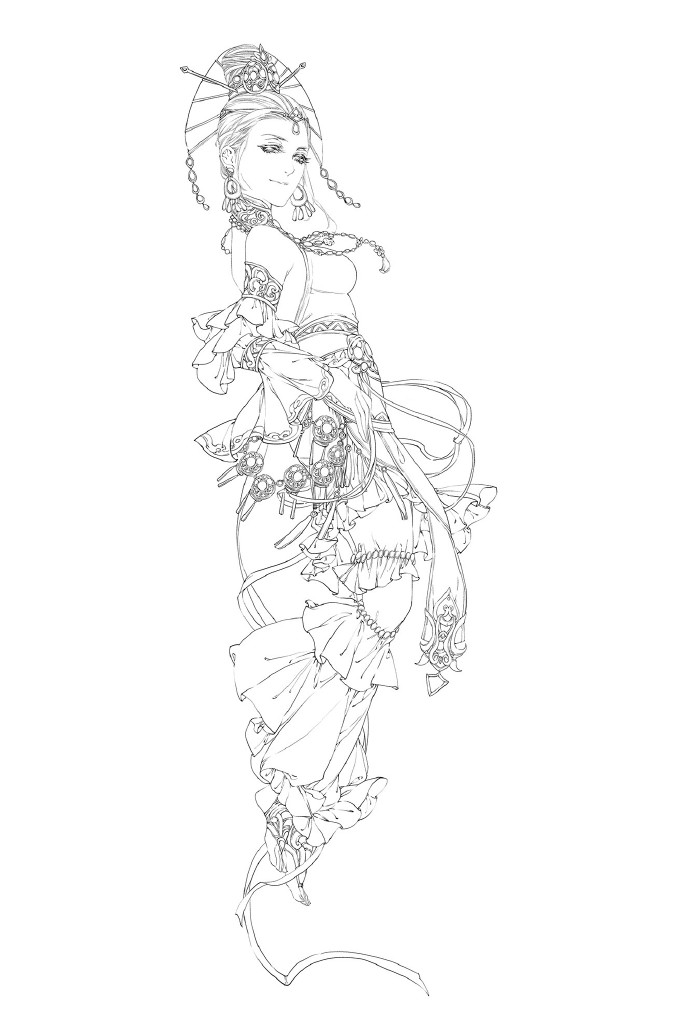 30款古風(fēng)人物線稿圖，古風(fēng)線稿臨摹圖