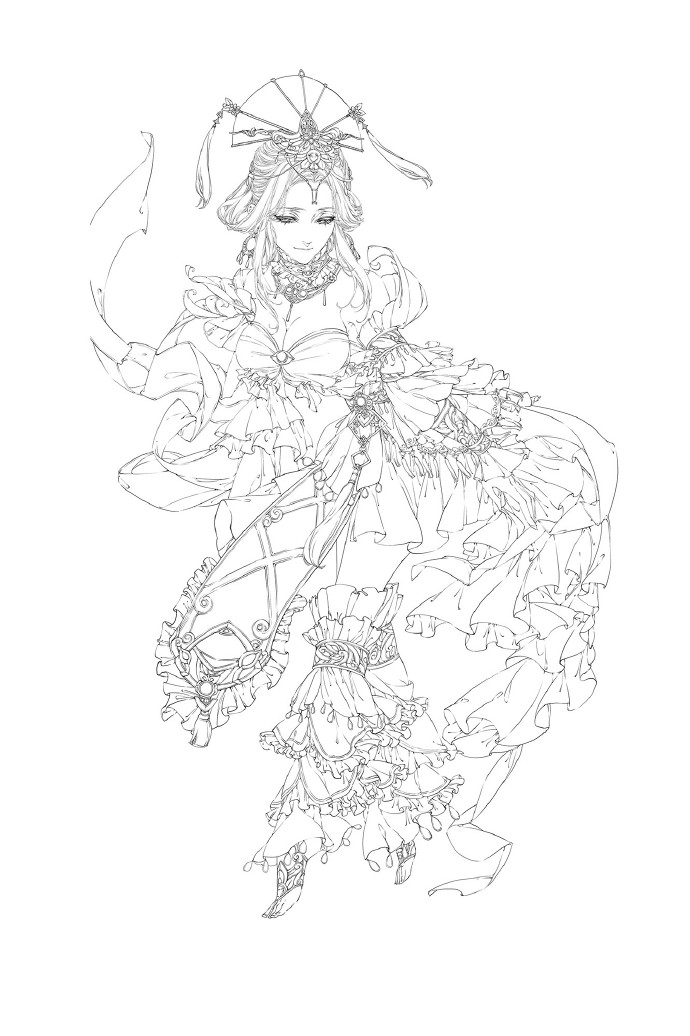 30款古風(fēng)人物線稿圖，古風(fēng)線稿臨摹圖