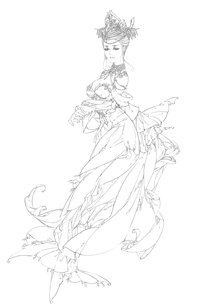 30款古風(fēng)人物線稿圖，古風(fēng)線稿臨摹圖