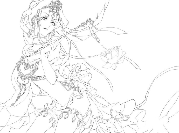 30款古風(fēng)人物線稿圖，古風(fēng)線稿臨摹圖