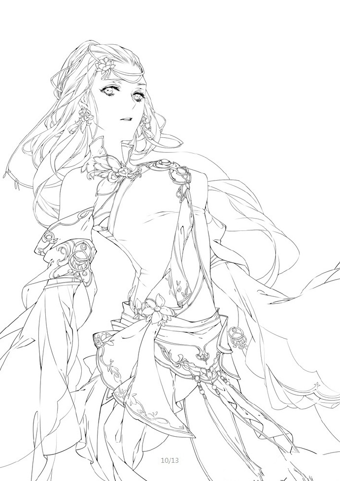 30款古風(fēng)人物線稿圖，古風(fēng)線稿臨摹圖