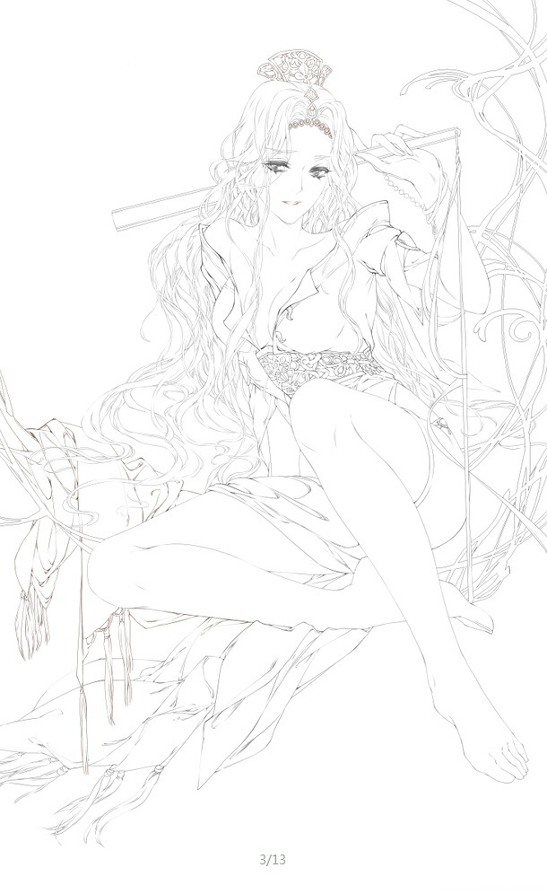 30款古風(fēng)人物線稿圖，古風(fēng)線稿臨摹圖