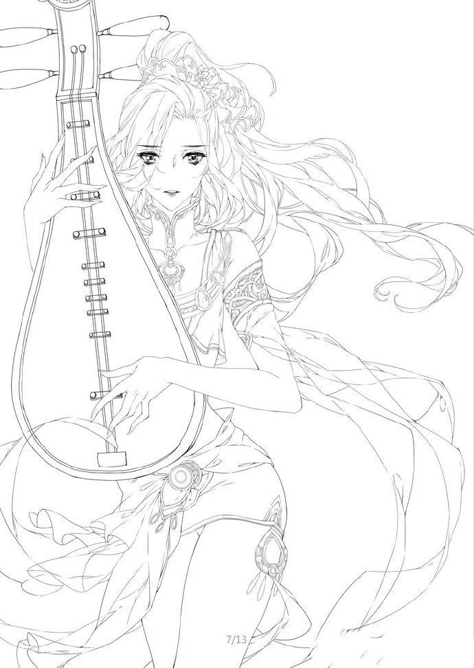 30款古風(fēng)人物線稿圖，古風(fēng)線稿臨摹圖