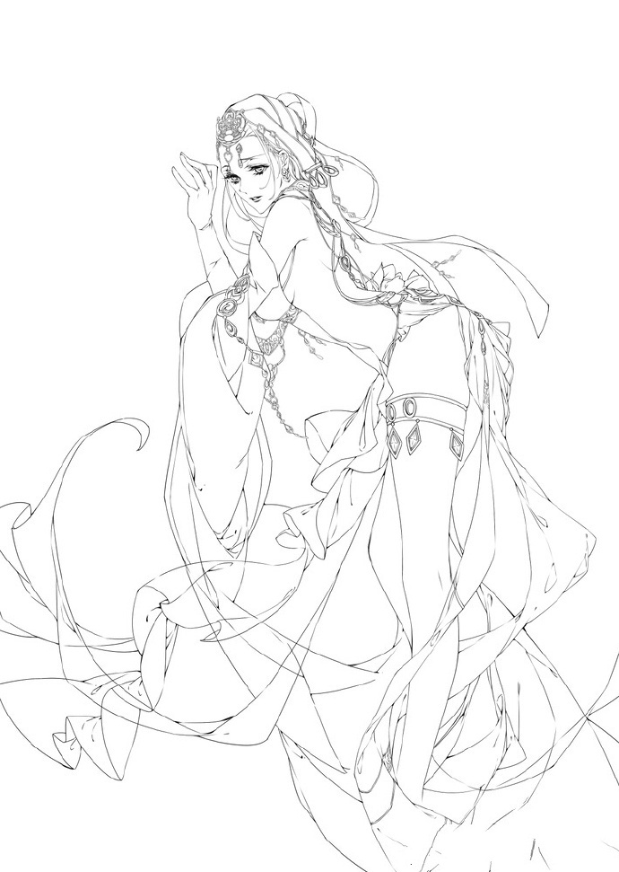 30款古風(fēng)人物線稿圖，古風(fēng)線稿臨摹圖