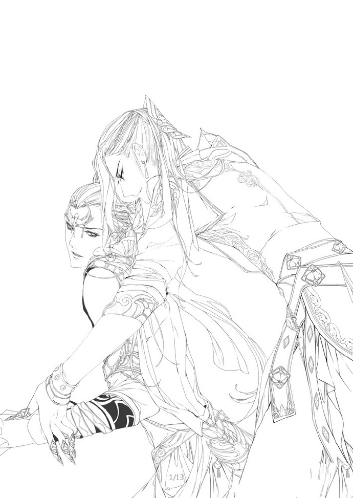 30款古風(fēng)人物線稿圖，古風(fēng)線稿臨摹圖