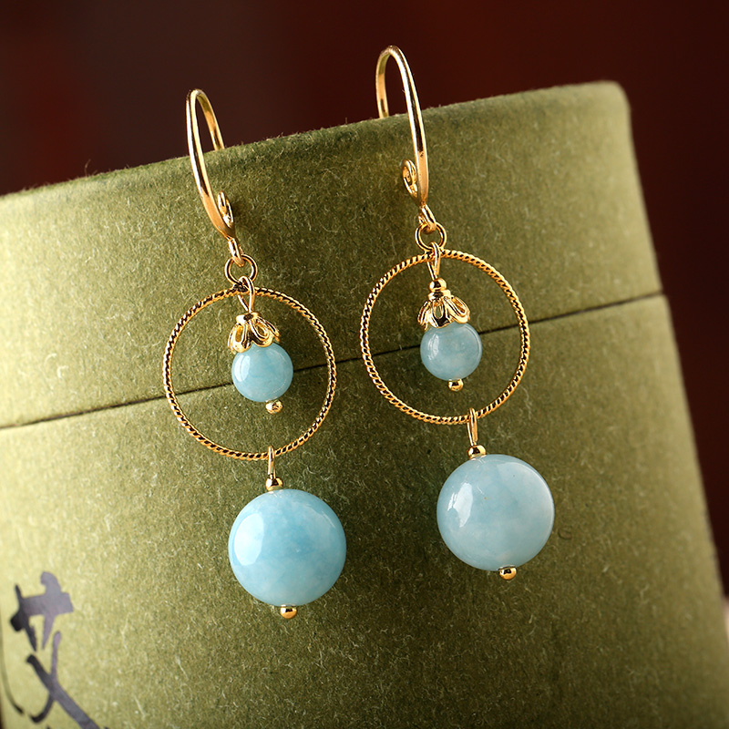 簡約藍色系耳環(huán)，精致唯美的古風(fēng)首飾