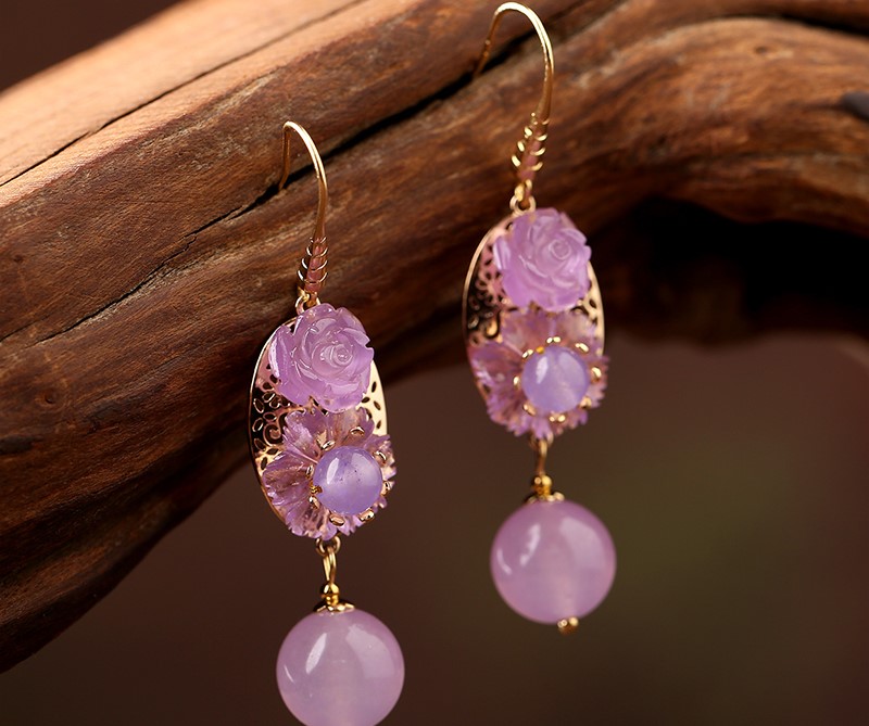高貴典雅紫色系耳環(huán)，優(yōu)雅嫵媚的古風(fēng)首飾