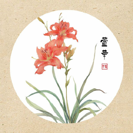 清新古風(fēng)花卉插畫，可作頭像的花卉插畫圖片