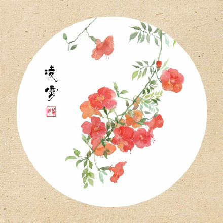 清新古風(fēng)花卉插畫，可作頭像的花卉插畫圖片