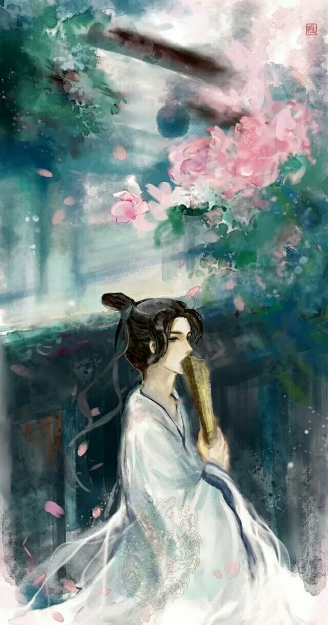 一組帥氣小哥哥古風(fēng)圖片，手持折扇男生古風(fēng)圖