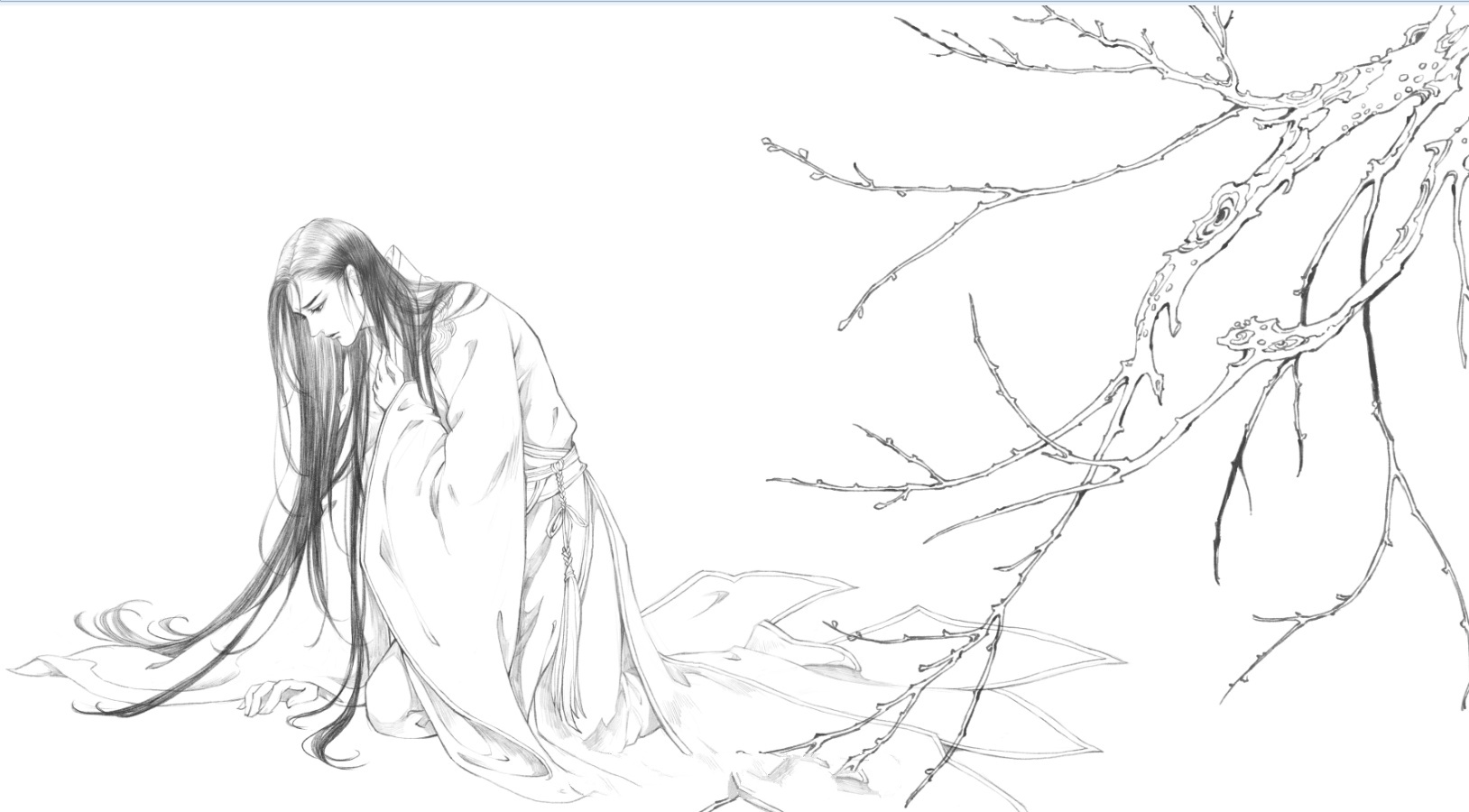 15張超帥古風(fēng)美男線稿圖，古風(fēng)人物線稿臨摹圖集