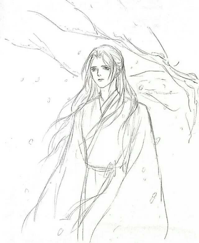 15張超帥古風(fēng)美男線稿圖，古風(fēng)人物線稿臨摹圖集