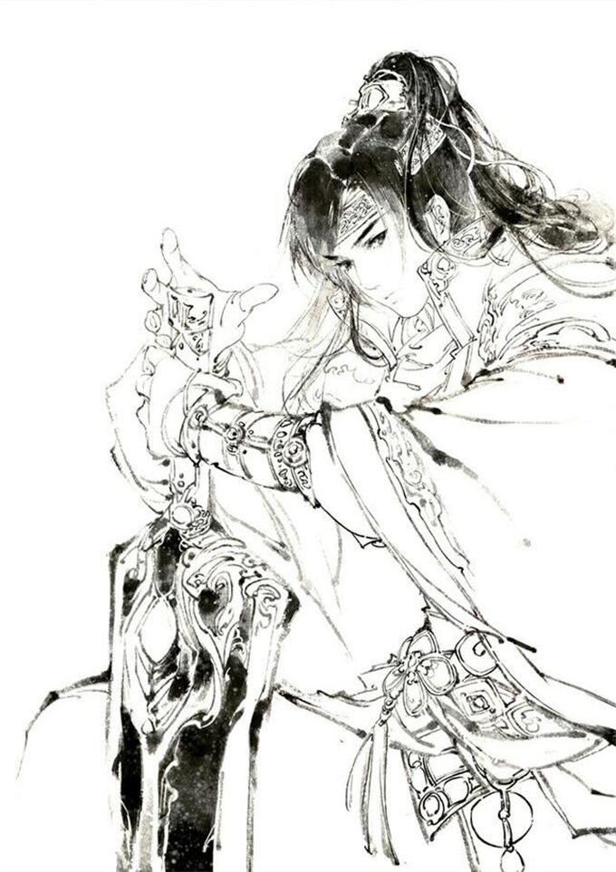 15張超帥古風(fēng)美男線稿圖，古風(fēng)人物線稿臨摹圖集