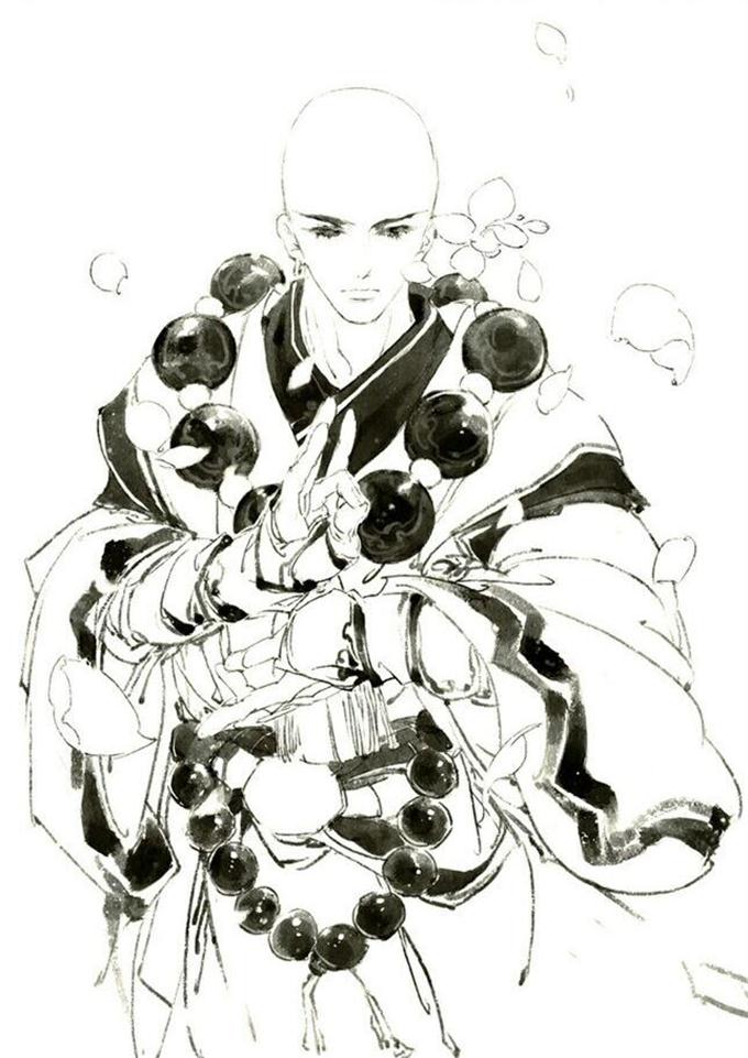 15張超帥古風(fēng)美男線稿圖，古風(fēng)人物線稿臨摹圖集