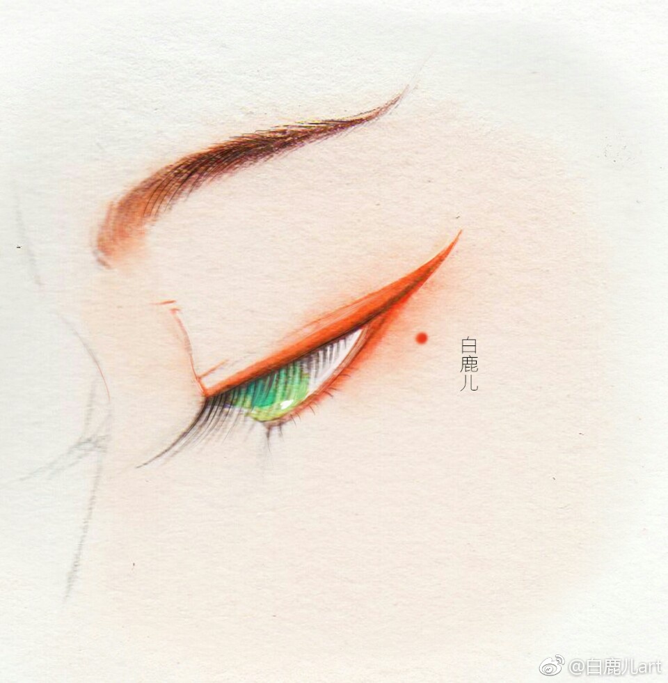 閉眼女子眉眼繪畫圖集，唯美眼睛古風(fēng)圖片