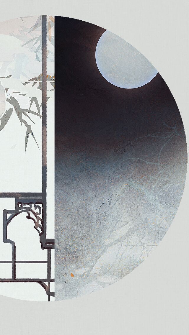 古韻意境之美手機(jī)壁紙，淡雅半圓畫面古風(fēng)圖片
