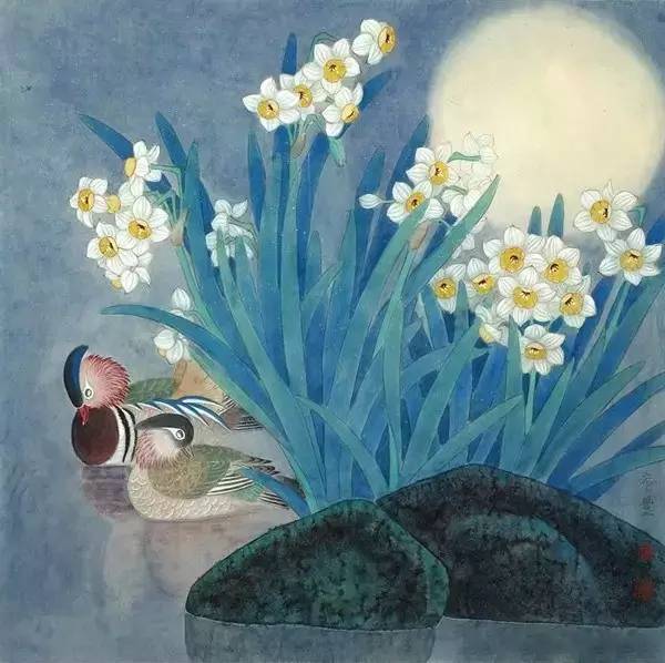 鴛鴦戲水圖集(18張)，好漂亮的國畫圖片