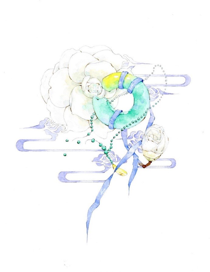 一組古風(fēng)配飾插畫系列，清新唯美古風(fēng)圖片