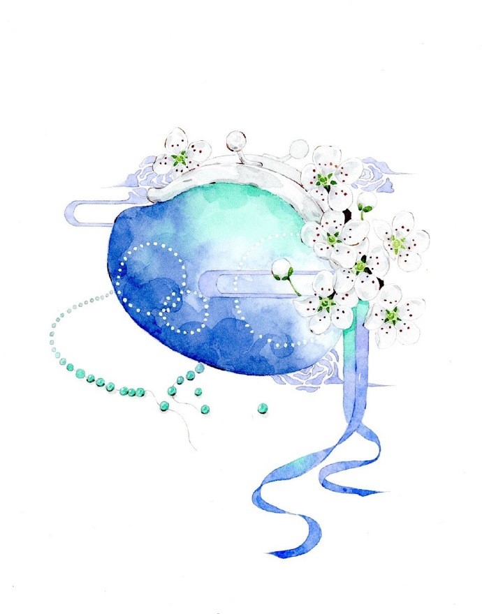 一組古風(fēng)配飾插畫系列，清新唯美古風(fēng)圖片