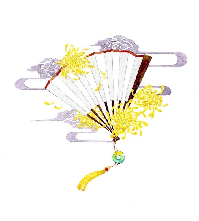 一組古風(fēng)配飾插畫系列，清新唯美古風(fēng)圖片