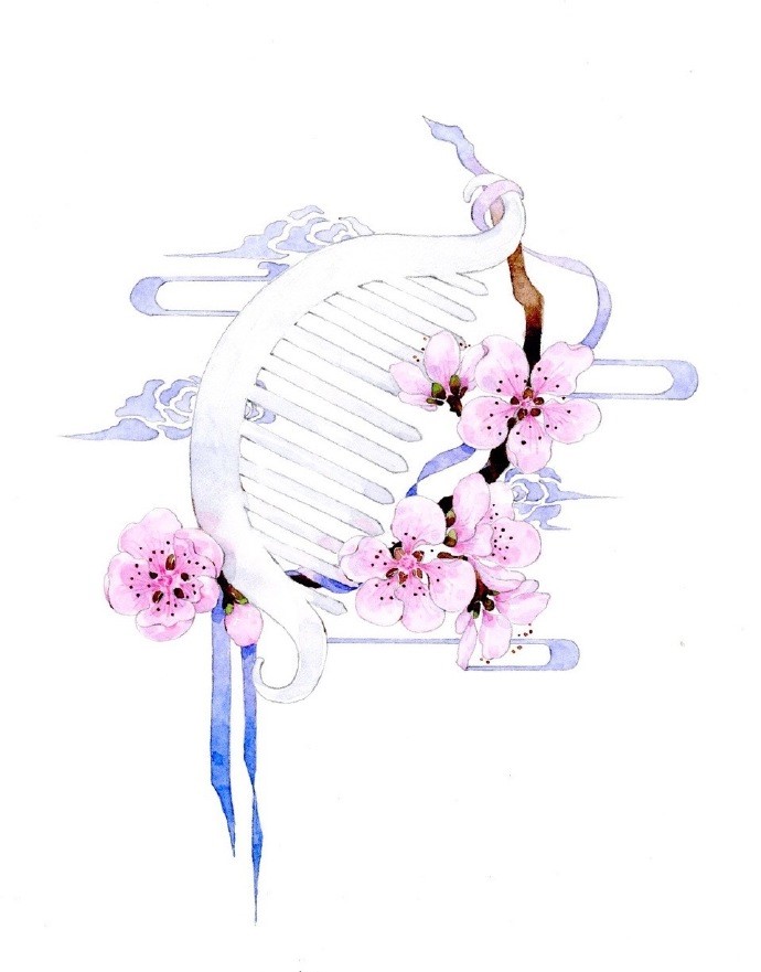 一組古風(fēng)配飾插畫系列，清新唯美古風(fēng)圖片