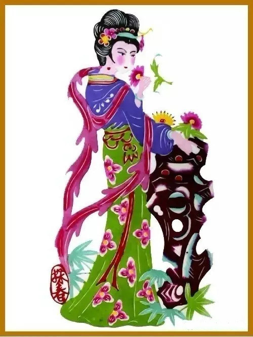 美女染色剪紙作品欣賞，色彩斑斕的剪紙藝術(shù)