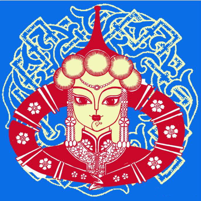 蒙古族美女剪紙，曹文峰剪紙作品欣賞