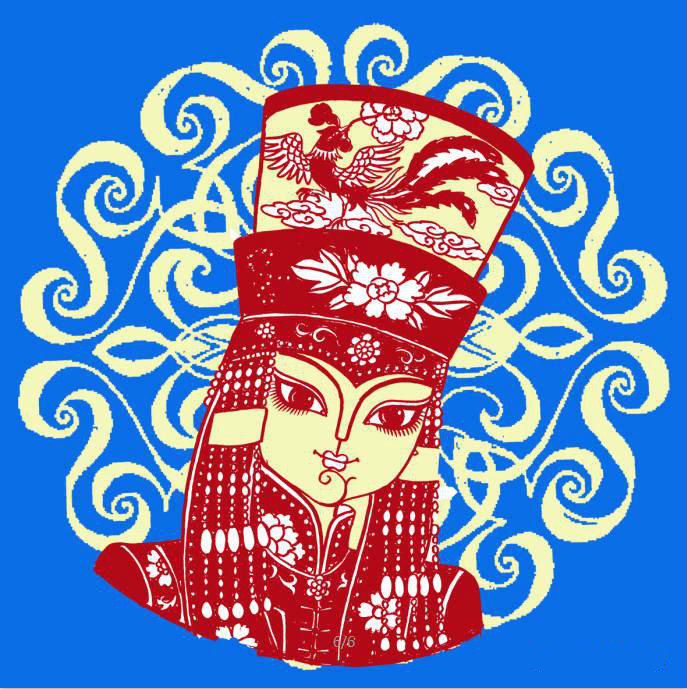 蒙古族美女剪紙，曹文峰剪紙作品欣賞