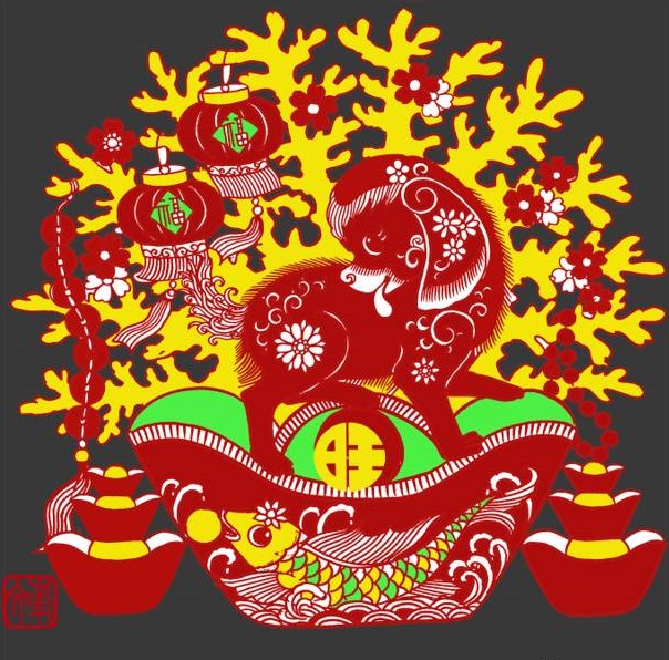 百狗圖剪紙系列(32張)，曹文峰剪紙作品欣賞