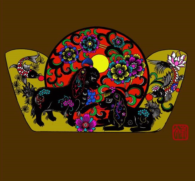 百狗圖剪紙系列(32張)，曹文峰剪紙作品欣賞