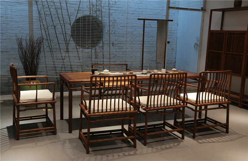禪意實木新中式茶桌椅榆木組合