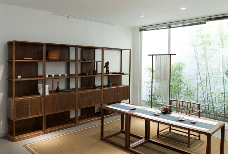 新中式榆木簡(jiǎn)易博古架展柜家具