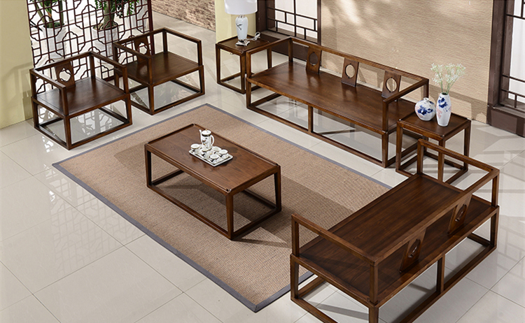 仿古禪意簡約實木沙發(fā)組合