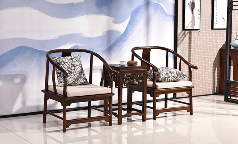 新中式仿古實(shí)木羅漢床布藝沙發(fā)組合