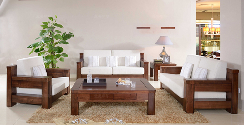 中式實(shí)木黑胡桃客廳組合沙發(fā)