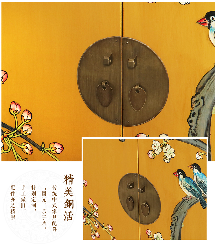 新中式家具實(shí)木手繪翹頭玄關(guān)柜