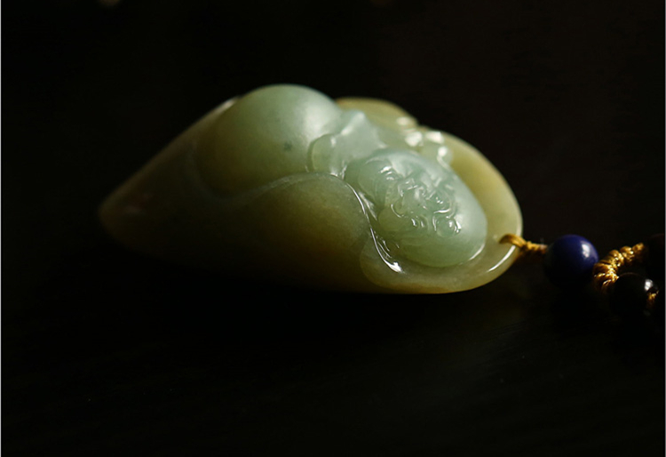 黃綠雙色翡翠吊墜彌勒佛項(xiàng)墜