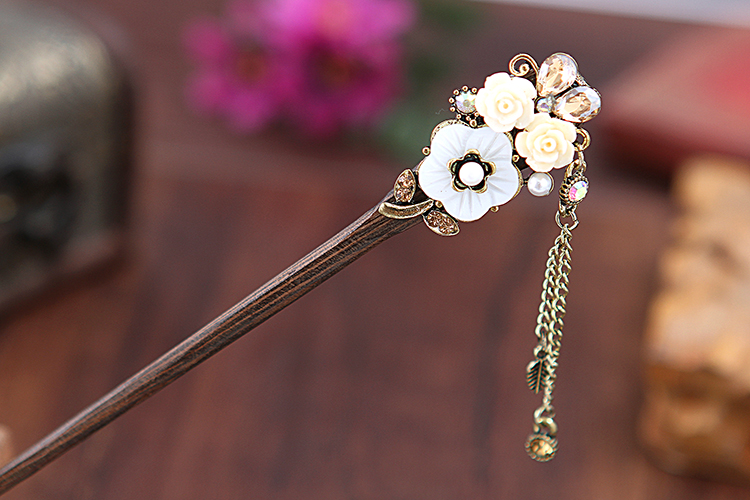 復(fù)古家佳樂文學(xué)步搖木簪流蘇發(fā)簪