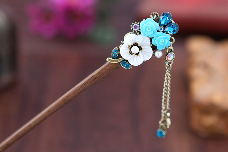 復(fù)古家佳樂文學(xué)步搖木簪流蘇發(fā)簪