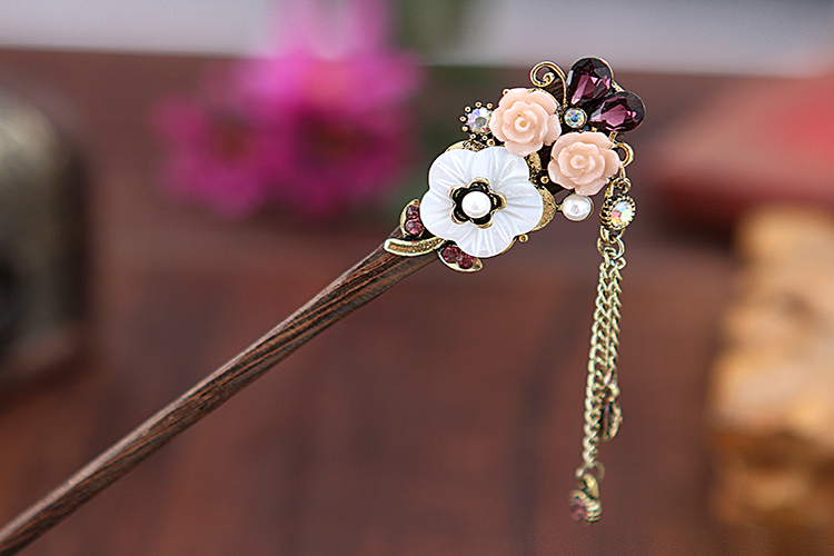 復(fù)古家佳樂文學(xué)步搖木簪流蘇發(fā)簪