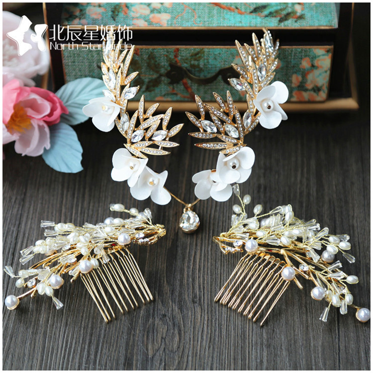 家佳樂文學(xué)新娘結(jié)婚花朵水鉆頭飾額飾
