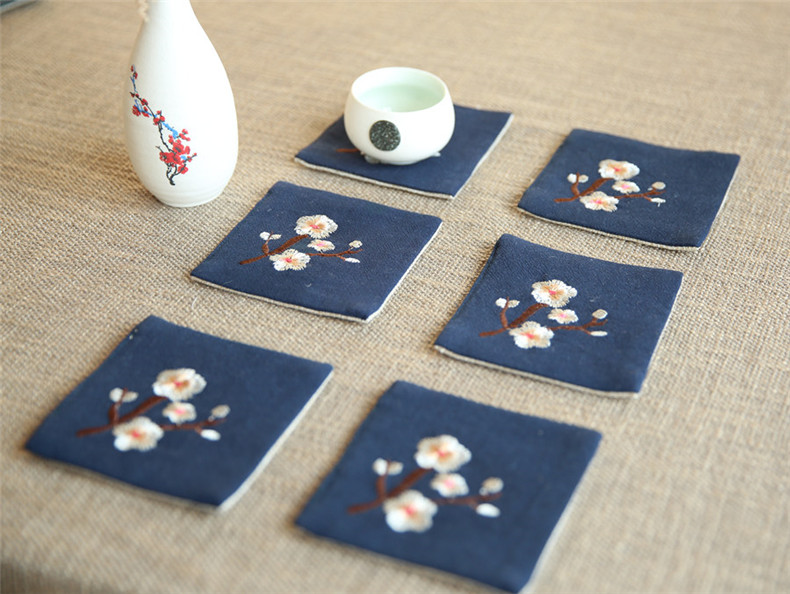 家佳樂(lè)文學(xué)刺繡花桌旗梅花茶席布藝禪意