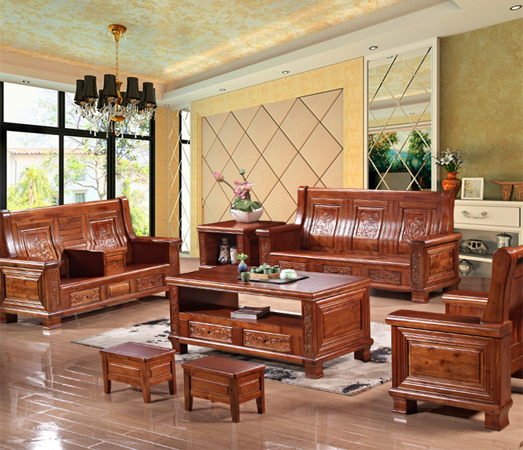 現(xiàn)代中式客廳實(shí)木沙發(fā)組合香樟木沙發(fā)